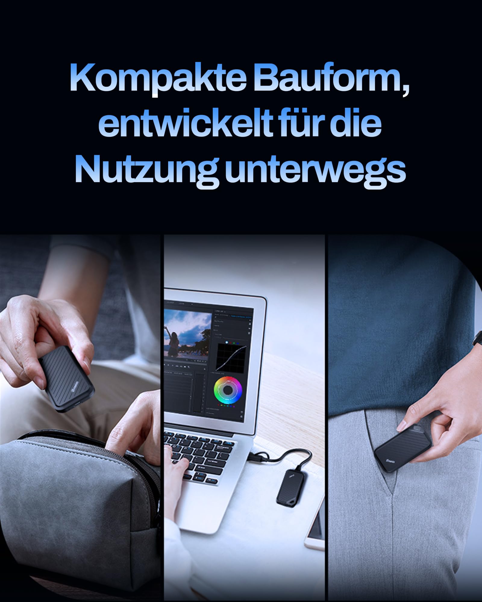 BIWIN PD450 Externe SSD 1TB - Bis zu 430 MB/s Type-C USB 3.2 Gen 1 Portable Solid State Drive - Tragbare für Mac/PC/Android/iPhone/Gamer