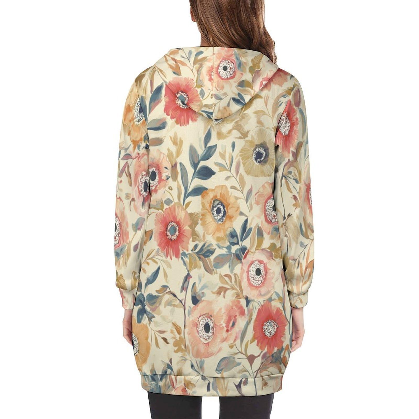 Felpa Donna con Zip Felpe Sportiva con Tasche E Cappuccio Motivo Floreale Morbida Invernale Giacca Regolabile Confortevole per Uso Quotidiano Casual