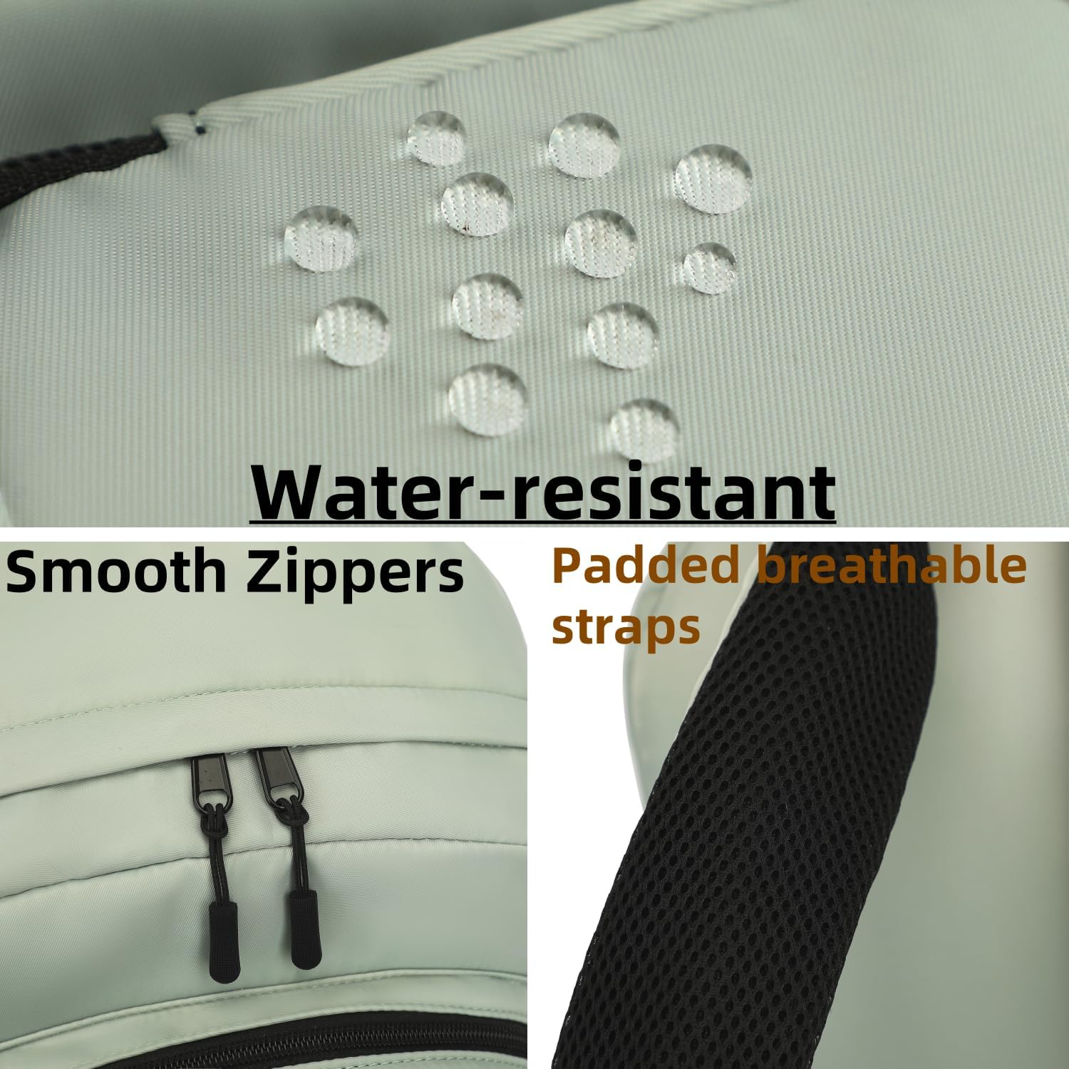 Leaper School Laptop Backpack for Women: Water Resistant Travel Backpack with Water Bottle Pocket - Laptop Bag for College Work - Lightweight Bookbag for Kids Girls Boys Green