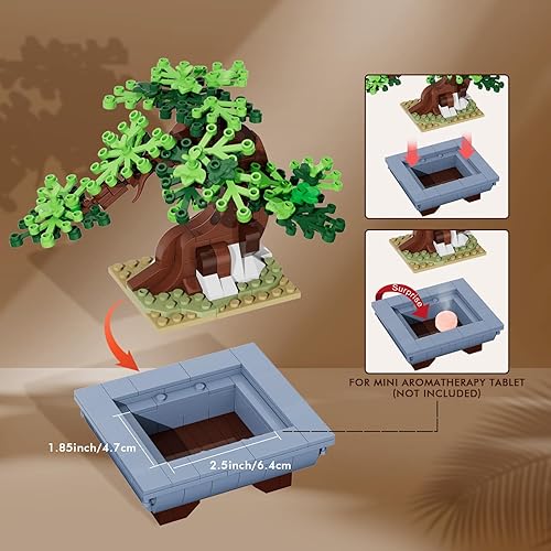 Miniatura 10 de HOGOKIDS Juego de construcción de flores de cerezo  Juguete de bloque de construcción de árbol bonsái de 4 estaciones, 584 piezas, colección