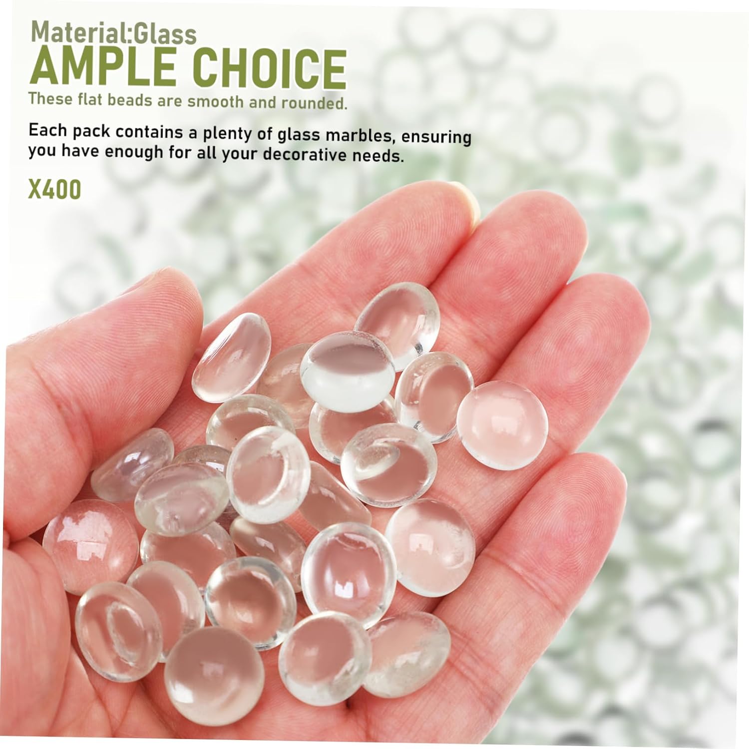Flat Glass Beads 400 Pieces Bulk Pack for Vase Filler Fish Tank Decoration and Home Decor