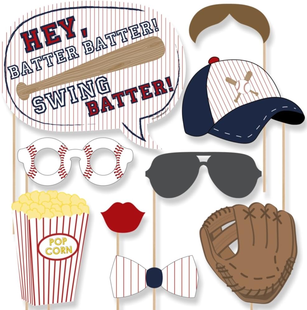 Big Dot of Happiness Batter Up - Baseball Photo Booth Props Kit - 20 Count : Home & Kitchen