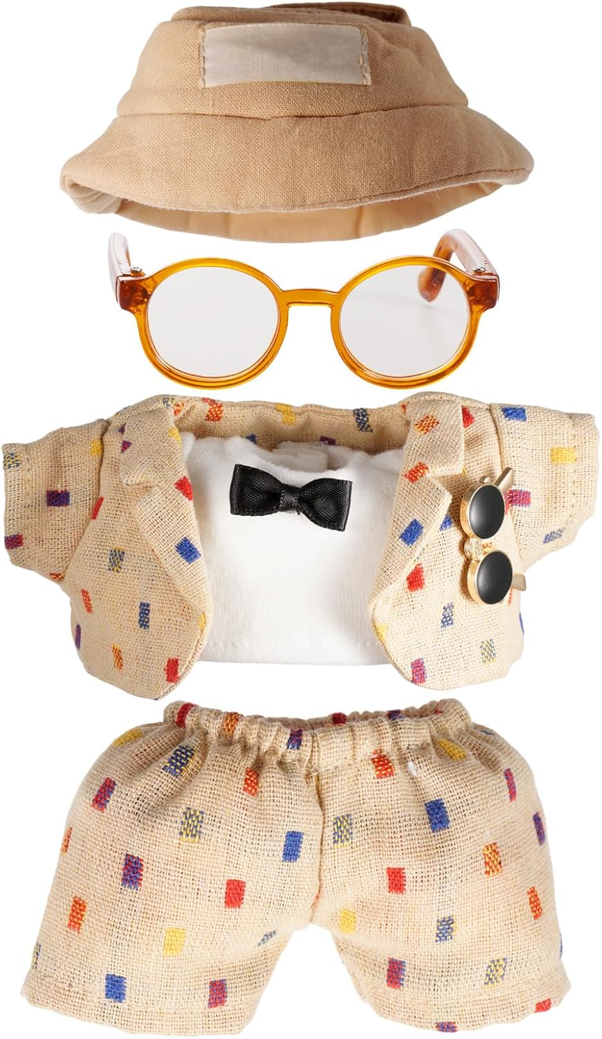 Clothes for 17cm Dolls, Accessories for 17cm Doll, Clothes Set for Doll, Fashionable Cute Elegant Matchable Style 6 PCS Set Hat Clothes for Dolls Accessories (No Doll) (Khaki)