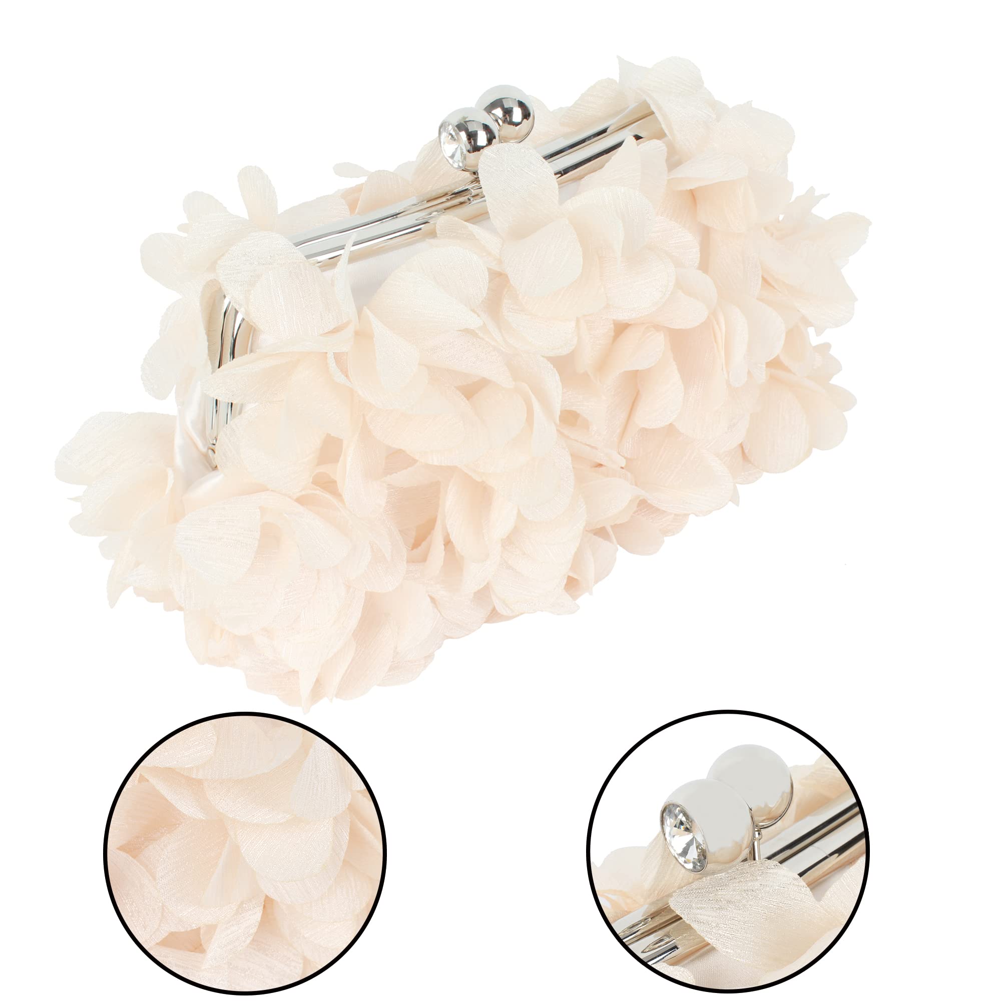 Borsa da donna elegante con motivo floreale, in seta, con catena a tracolla e chiusura a scatto