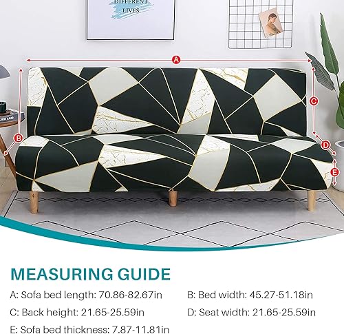 Vista 45 de Funda estampada para futón, fundas elásticas para sofá cama, tamaño matrimonial, individual, queen, sin brazos, fundas protectoras con parte Youmeng