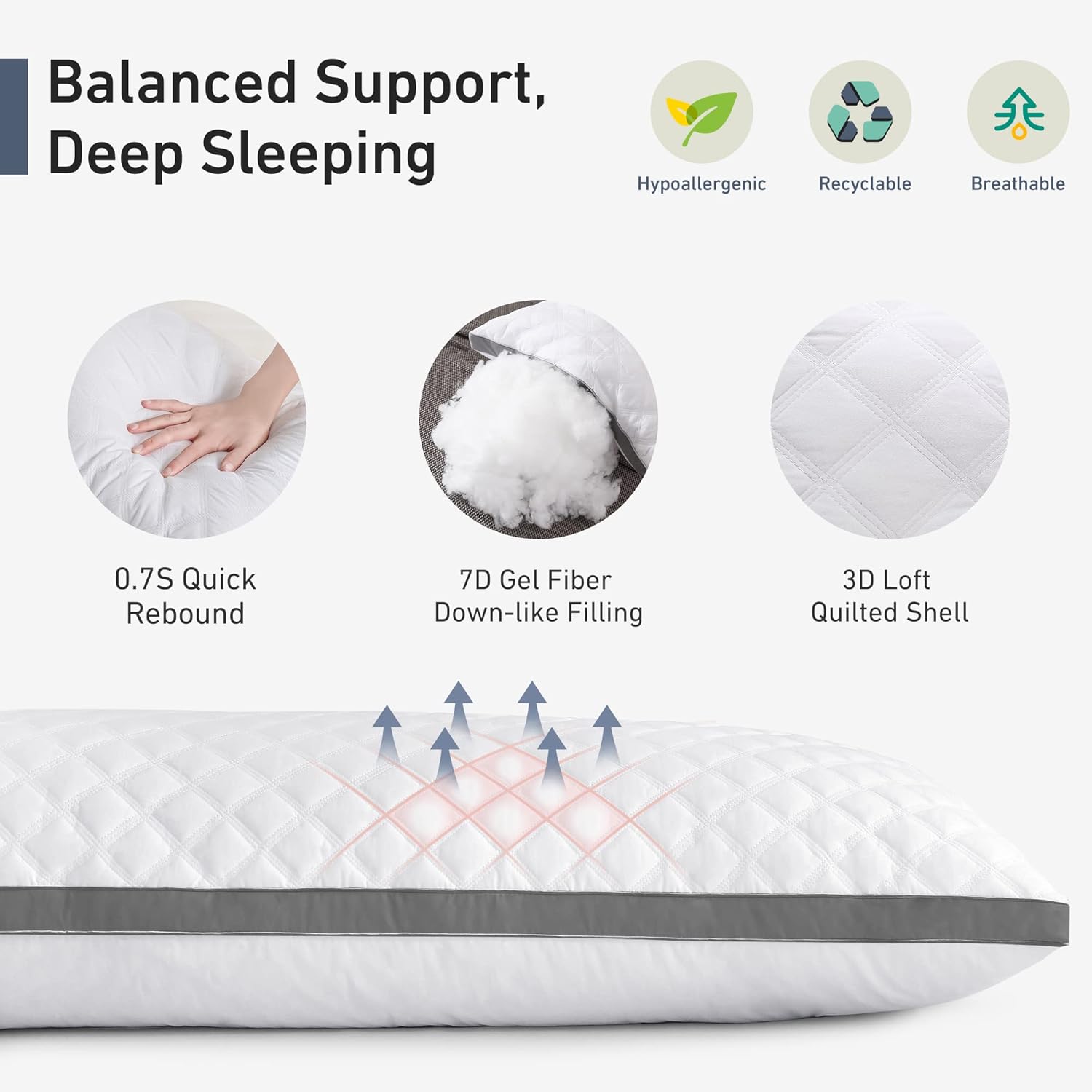 Leeden White Body Pillow & 100% Cotton White Body Pillow Cover (800 Thread Count)