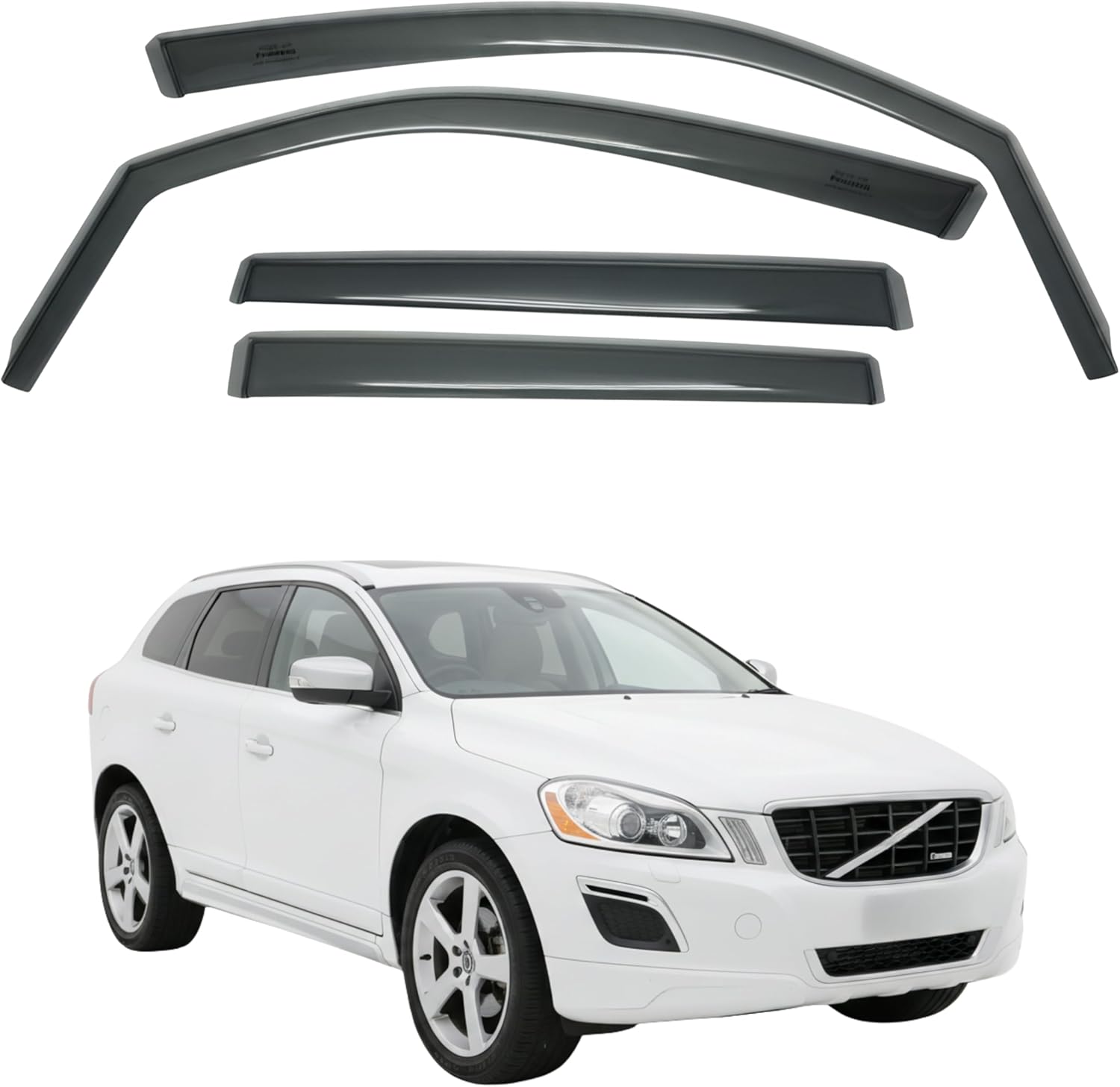 in-Channel Car Window Rain Guard Compatible with Volvo XC60 fit: 2010-2017 4pcs, Taiwan Made Precise & Transparent Car Wind Deflectors No Water Leakage Visors