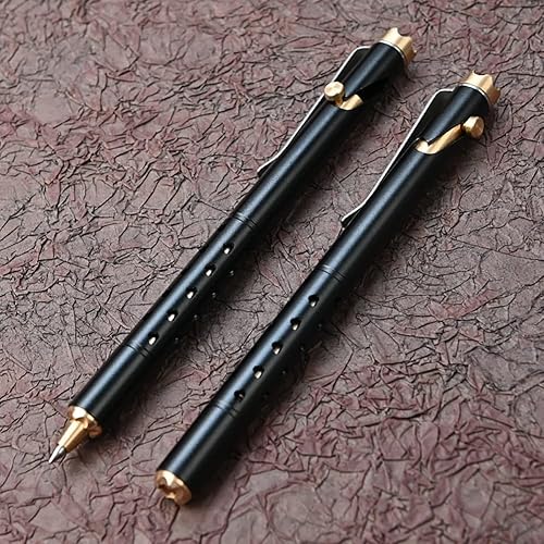 Miniatura 8 de EKLOEN Bolígrafo creativo con clip, bolígrafo Bolt Action Pen EDC Pocket Pen Signature Pen (negro)
