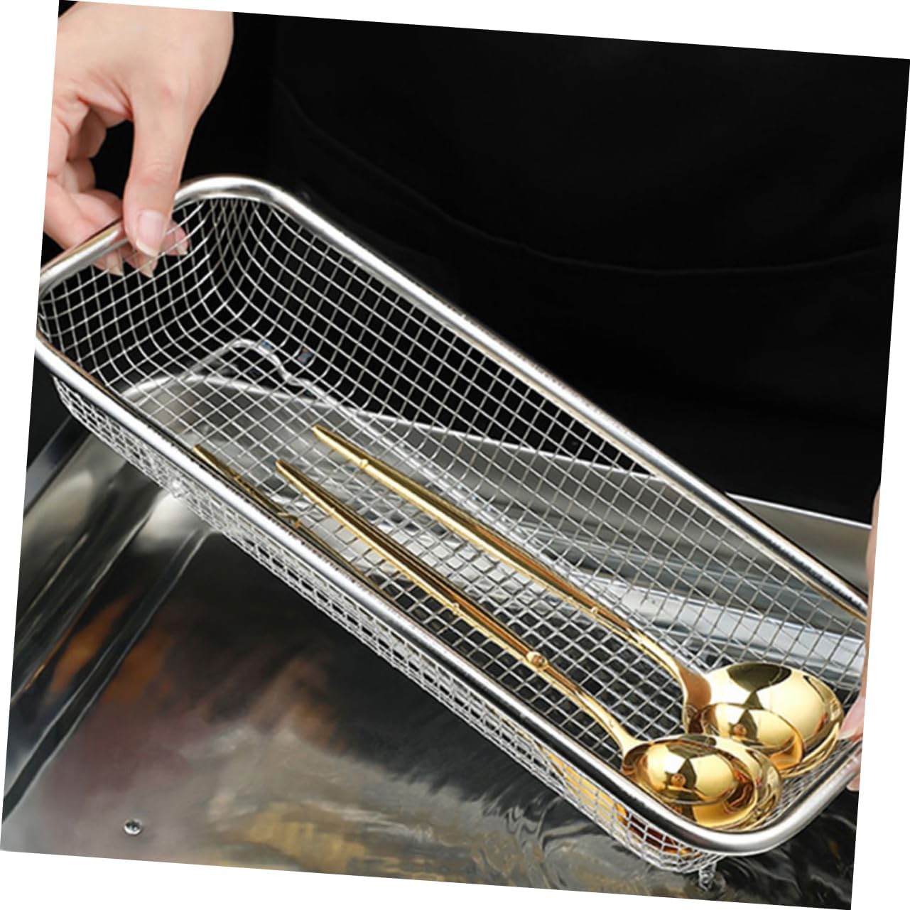 4pcs Dishwasher Storage Holder Metal Basket for Utensils Smooth Corner Design for Baking Tools Easy Cleaning Housewarming