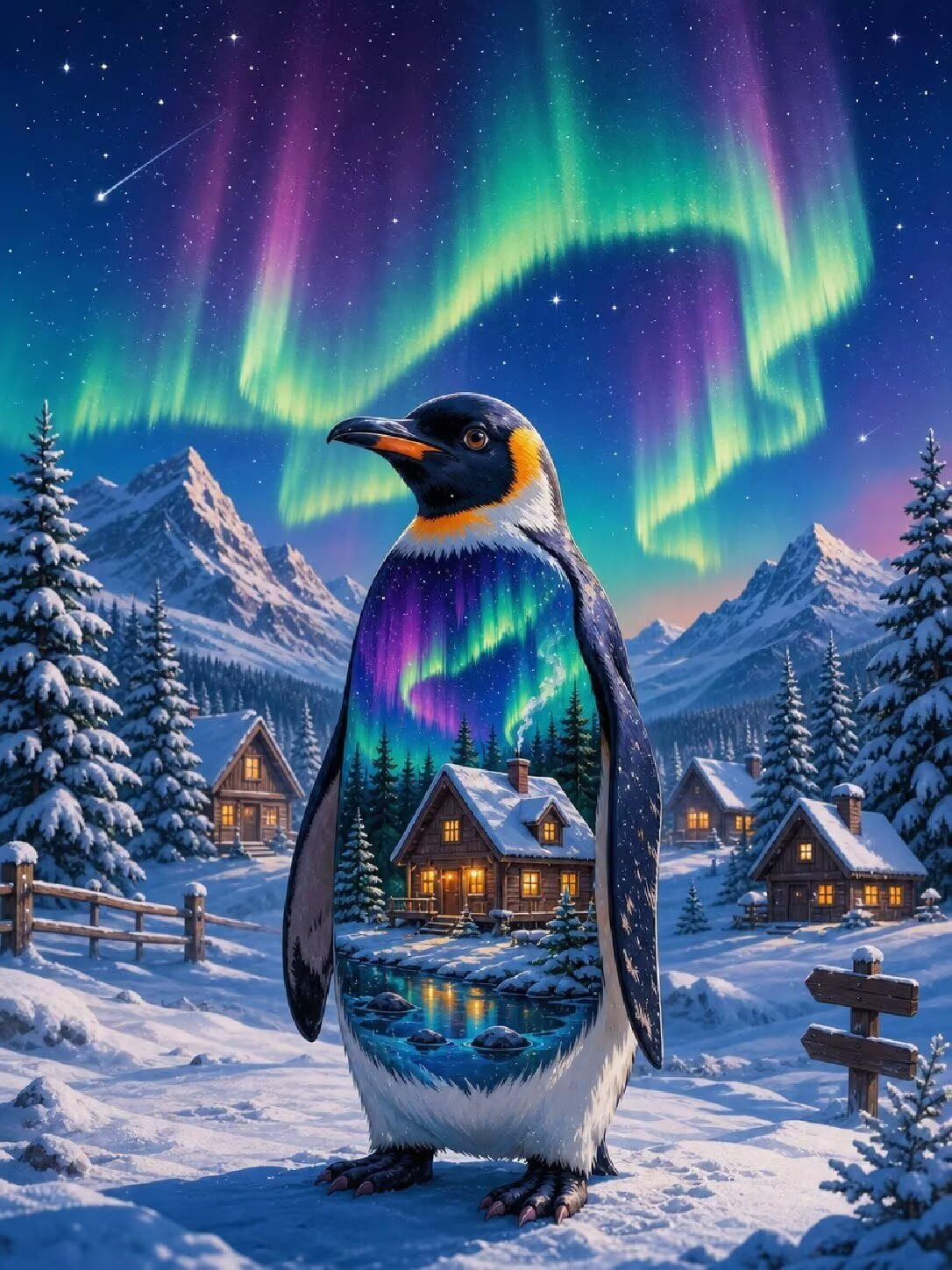 Diamond Painting Pingüino, Manualidad Creativa y Relajante 80x100cm C8-138