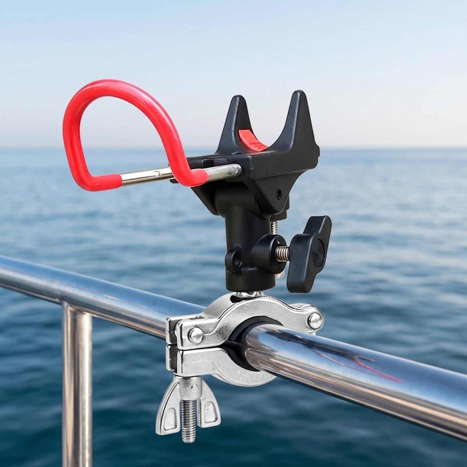 Harilla Portacanna da Barca Porta Canna da Pesca Supporto con Fissaggio Rapido su Tubo Tondo in Acciaio Inox 304 E Testata in