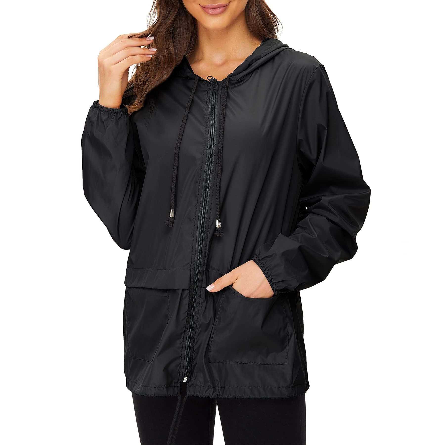 Lightweight Rain Jacket Women Waterproof - Raincoat for Women Packable Rain coat Hooded Windbreaker for Travel Outdoor