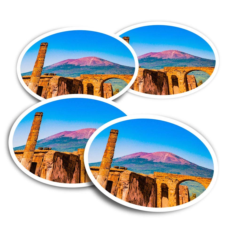 Destination Vinyl Ltd Multi Vinyl Stickers (Set Of 2) 10Cm - Mount Vesuvius Italy Pompeii Fun Decals For Laptops,Tablets,Luggage,Scrap Booking,Fridges #3498