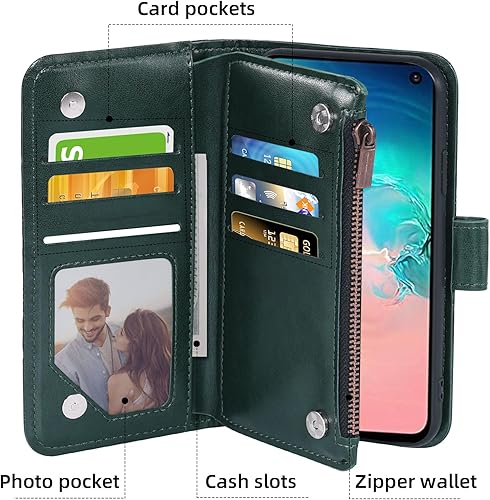 Miniatura 3 de Asuwish Funda de teléfono para Samsung Galaxy S10e con protector de pantalla de vidrio templado y soporte de tarjeta de crédito con ranura para