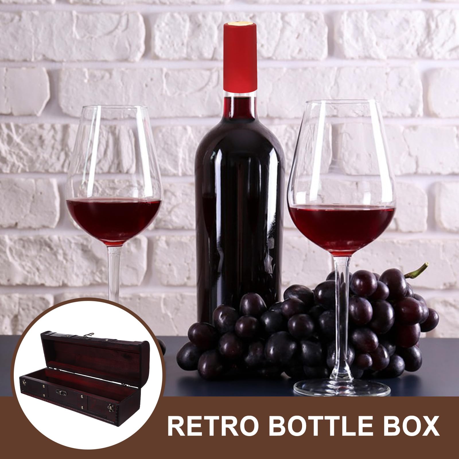 DOITOOL Weinverpackungsbox aus Holz im Vintage-Stil – Dekorative Weinkiste für Hochzeiten – Flaschenträger aus Holz für Party- und Urlaubsgeschenke