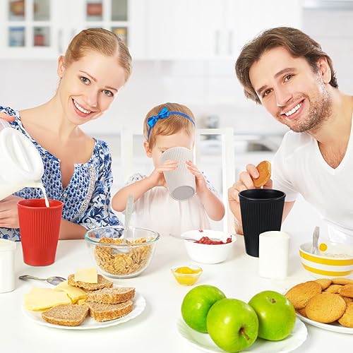 Miniatura 5 de Mifoci 32 vasos de paja de trigo de 12 onzas, vasos de plástico reutilizables coloridos irrompibles, aptos para microondas y lavavajillas, vasos de