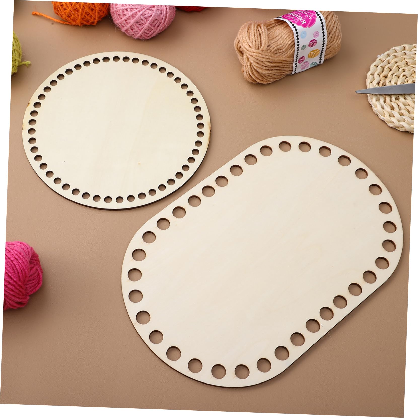 4 Stück Holzkorbböden für Häkelkörbe Oval Rund zum Selbermachen