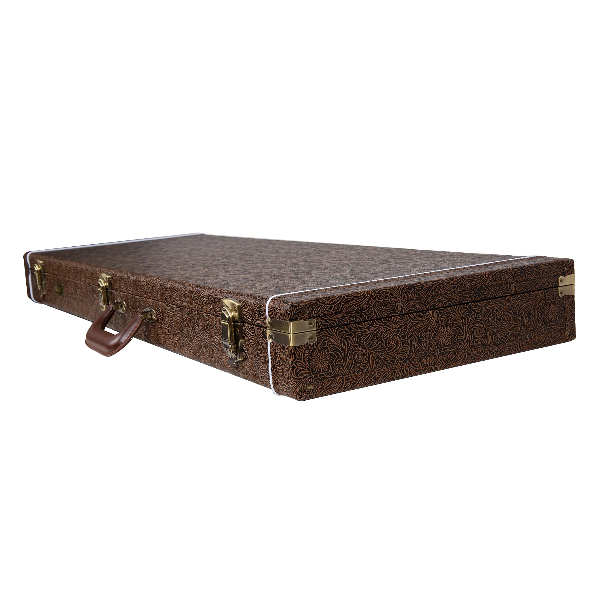 Crossrock étui rectangulaire en Bois pour Guitare électrique Jazzmaster & Jaguar, Blossom Brown en Similicuir, Doublure en Velours Vert forêt, Serrure — Designer Series CRW530JMBQ