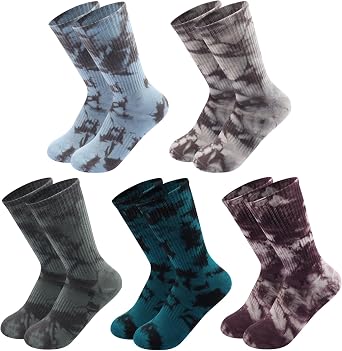 Tie Dye Socks for Men Women, Soft Cotton Blend Crew Socks