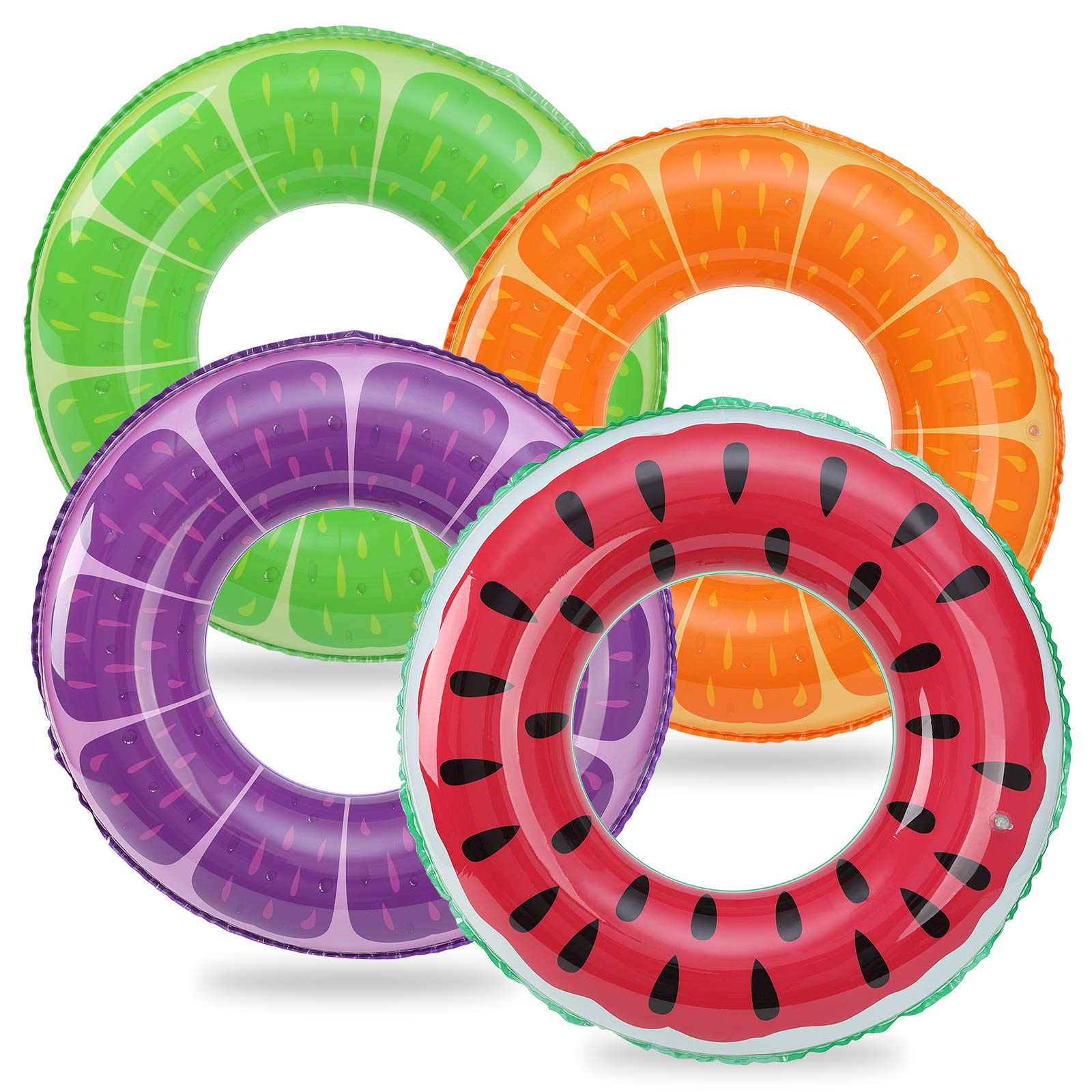 AIWAN LEZHI 4PCS Inflatable Fruit Pool Floats Swim Tubes Rings Inflatable Tubes Fun Water Toys for Adults Beach Party Supplies