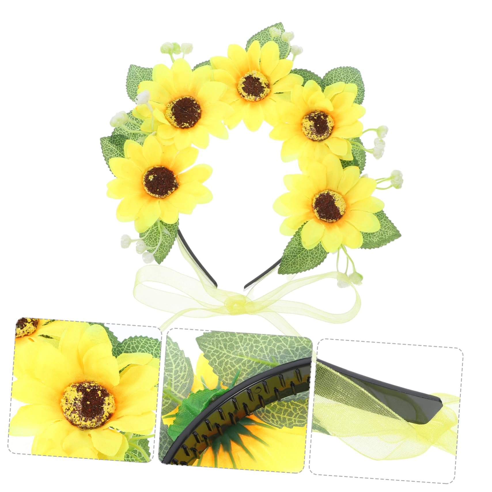 Baluue 5stücke Floral Sonnenblumen Haarschmuck Dekoratives Blumenhaarband Für Frauen Und Teens Für Hochzeiten Partys Und Festivals Leicht Und Komfortabel