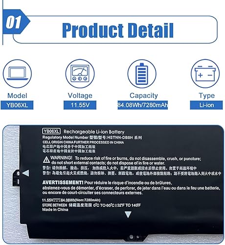 Miniatura 2 de Dentsing YB06XL 928427-271 - Batería de repuesto para laptop HP Spectre x360 convertible 15-CH 15-CH0XX 15-CH002TX 15-CH011DX 15-CH010TX 15-CH034NG
