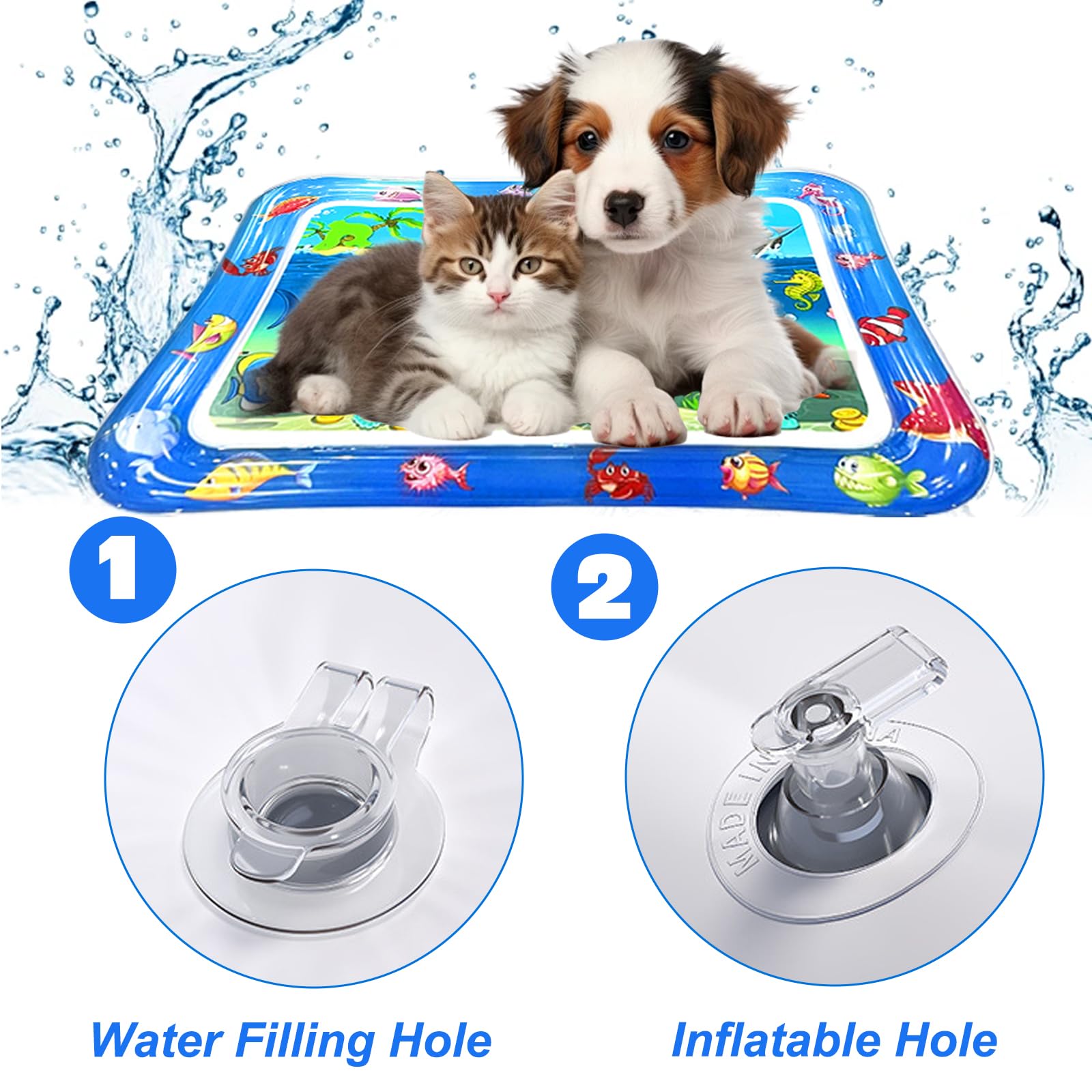 BSITSSS Square Water Sensory Mat Cat for Pets and 4 Pcs Airbed Repair Kit - Image 4