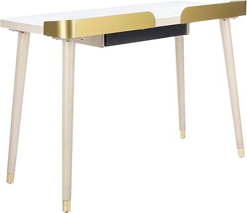 Miniatura 5 de Safavieh Escritorio moderno de 1 cajón blanco lavado y dorado
