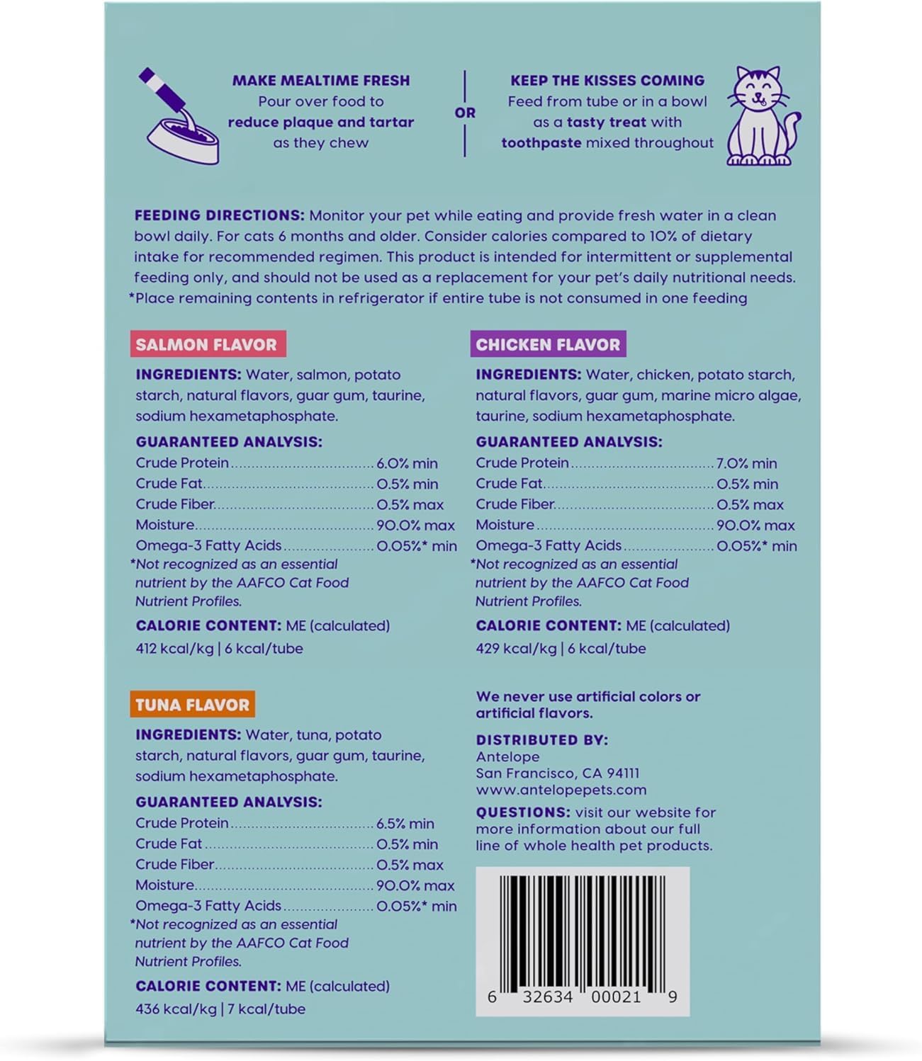 Ark Naturals Kiss Me-Ow Lickable Cat Dental Treats Variety Pack - Promotes Hydration, Dental & Overall Health - Chicken, Tuna & Salmon Flavors (2pk)