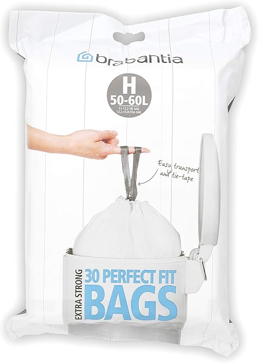 Brabantia PerfectFit Bin Liners, Size H, 5060 L 30 Bags Brabantia