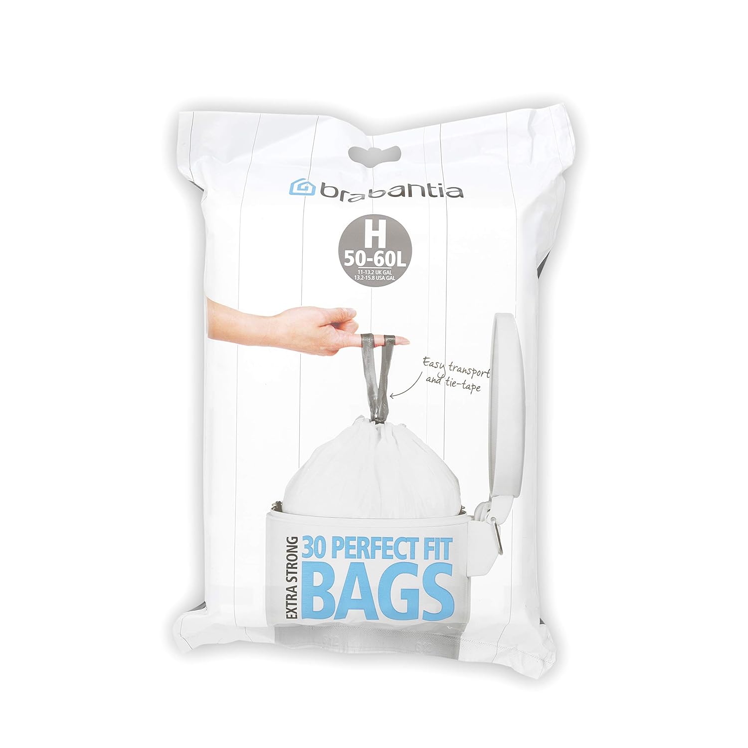Brabantia PerfectFit Bin Liners, Size H, 5060 L 30 Bags Brabantia