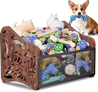 Large Dog Toy Basket,Wood Dog Toy Box,Cat Toy Basket Box | Dogs Toys Storage Bin,Pet Toys Baskets for Living Room Outdoors Organizing Storage