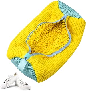 شنطة غسيل أحذية قابلة لإعادة الاستخدام وقابلة للتنظيف في الغسالة ومجفف الملابس لتنظيف شامل 360 درجة لجميع الأحذية من بيوتير (أصفر)