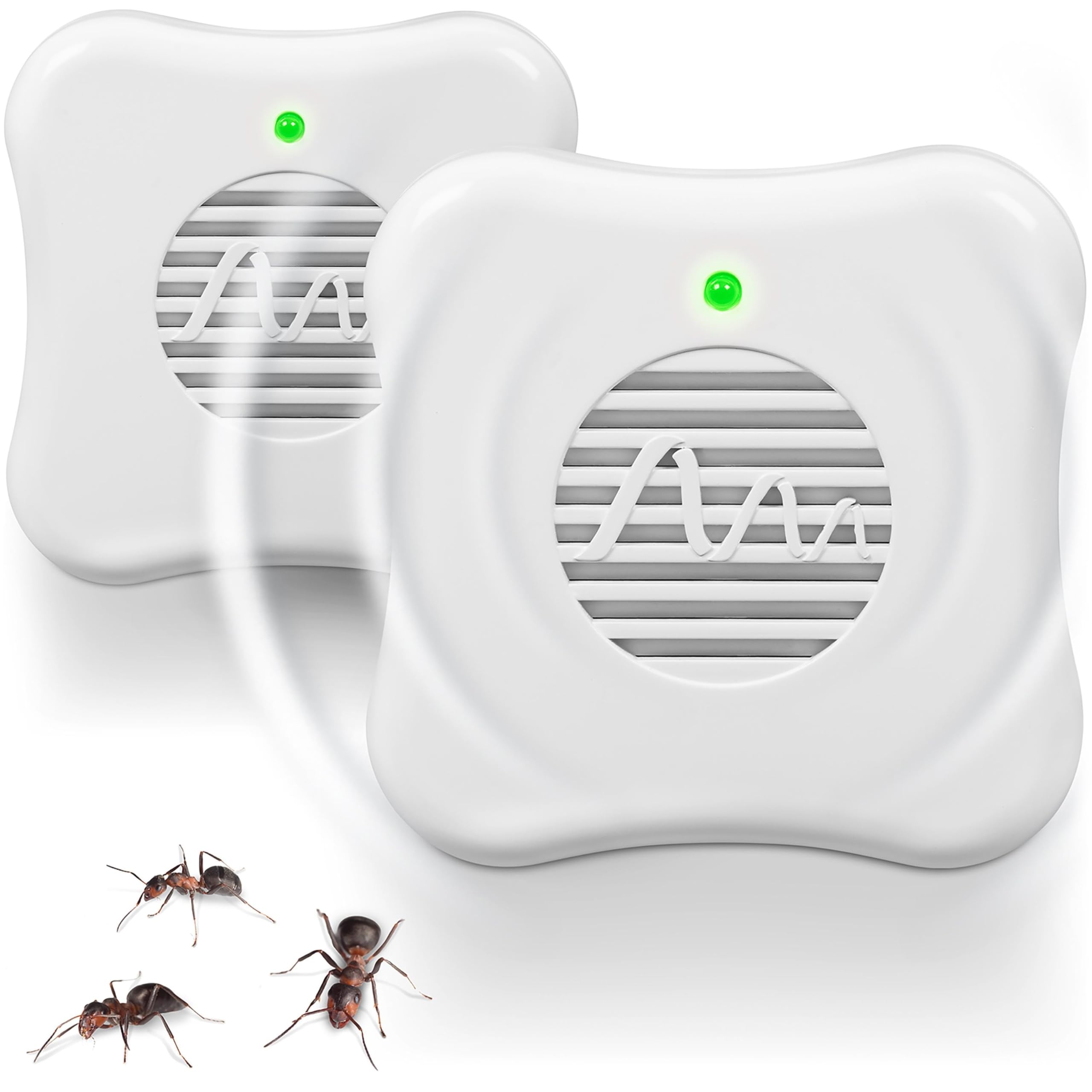 GARDIGO® Répulsif Fourmis Ultrason – Lot de 2 – Anti-Fourmi Électrique pour Maison, Cuisine, Cave – Appareil à Ultrasons sans Produit Chimique – Branché sur Prise – Protection 25 m² par unité