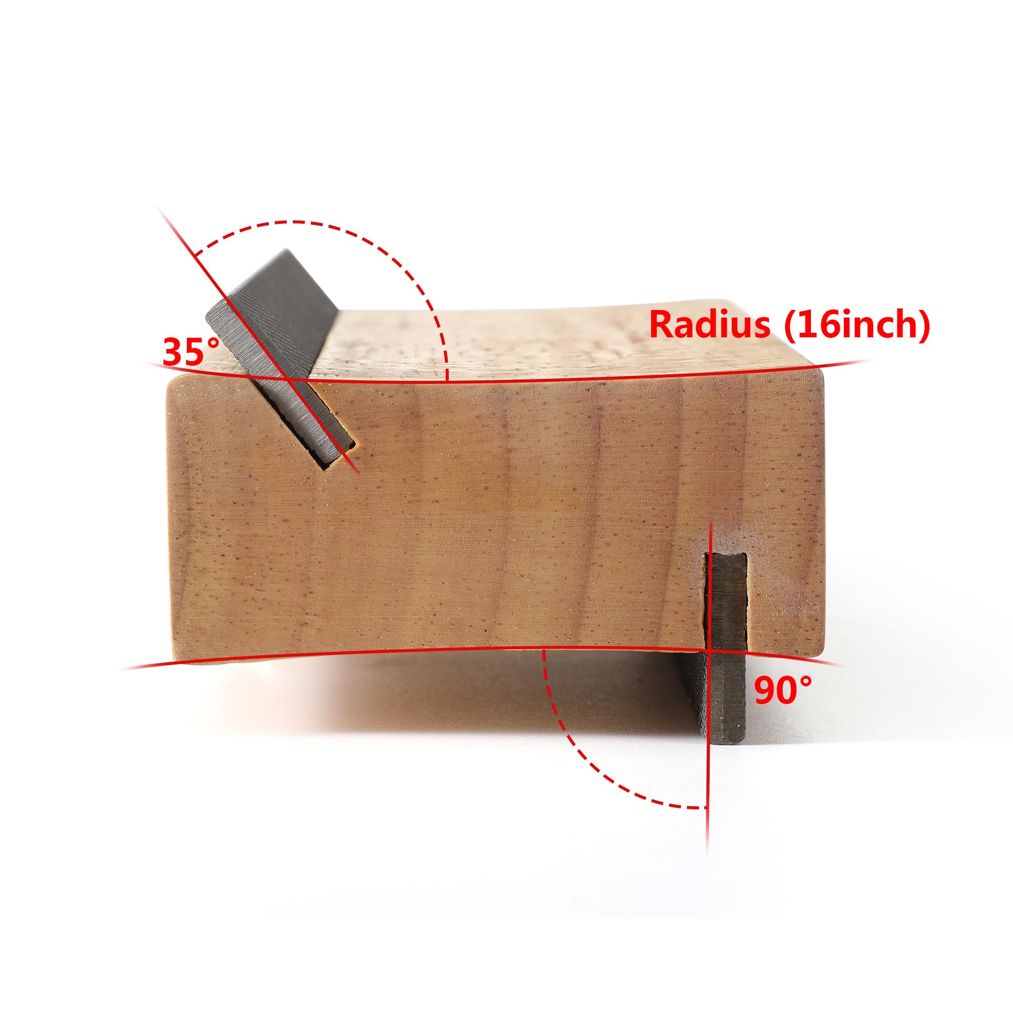 Lima de bisel 2 en 1 para trastes de guitarra de madera de olivo, ángulos de 35° y 90°, lima de bisel de doble propósito (radio de 16 pulgadas)