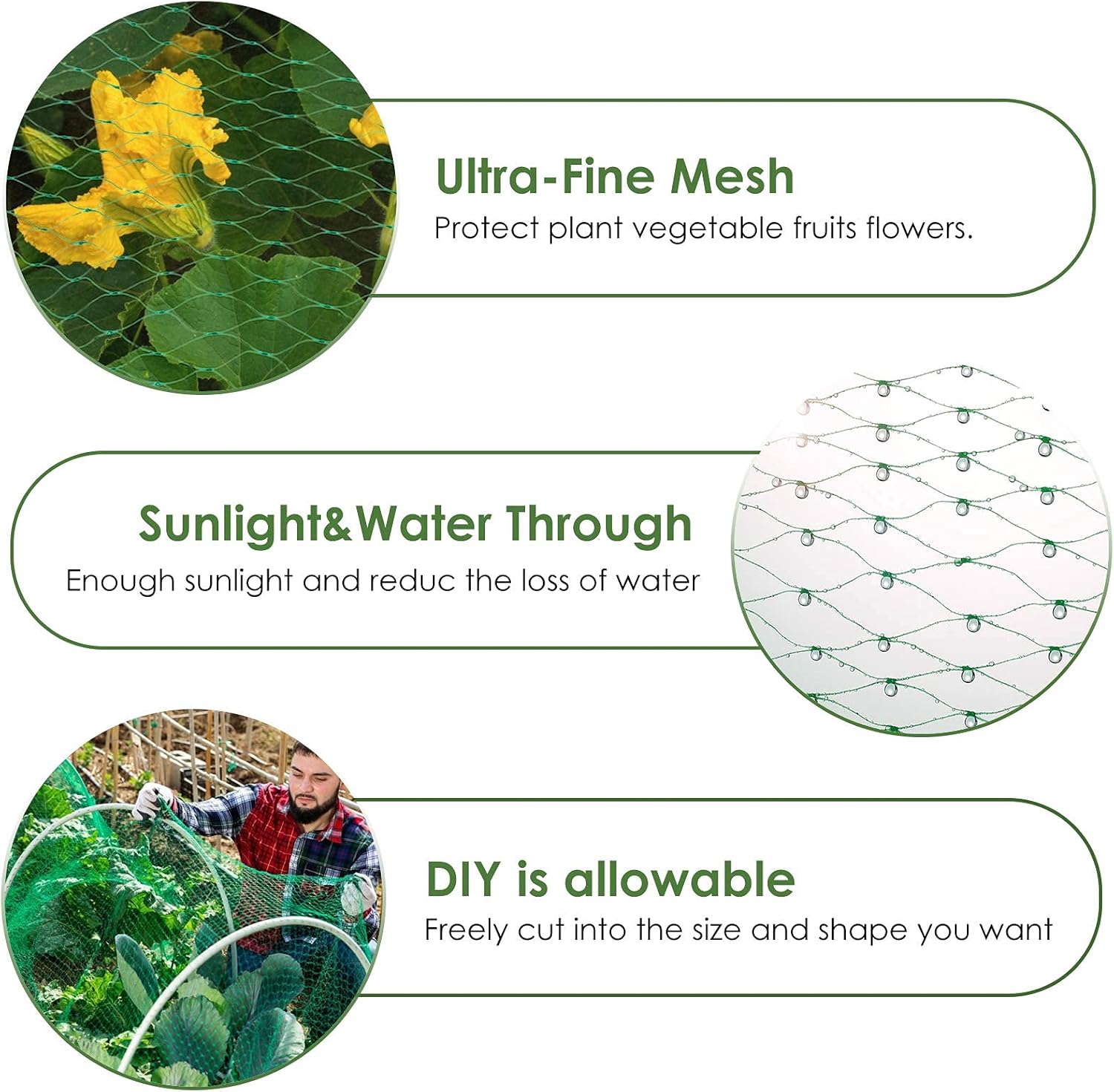 Ruolan Bird Netting for Garden Protect Vegetable Plants and Fruit Trees,Plastic Trellis Netting for Birds, Deer,Squirrels and Other Animals : Patio, Lawn & Garden