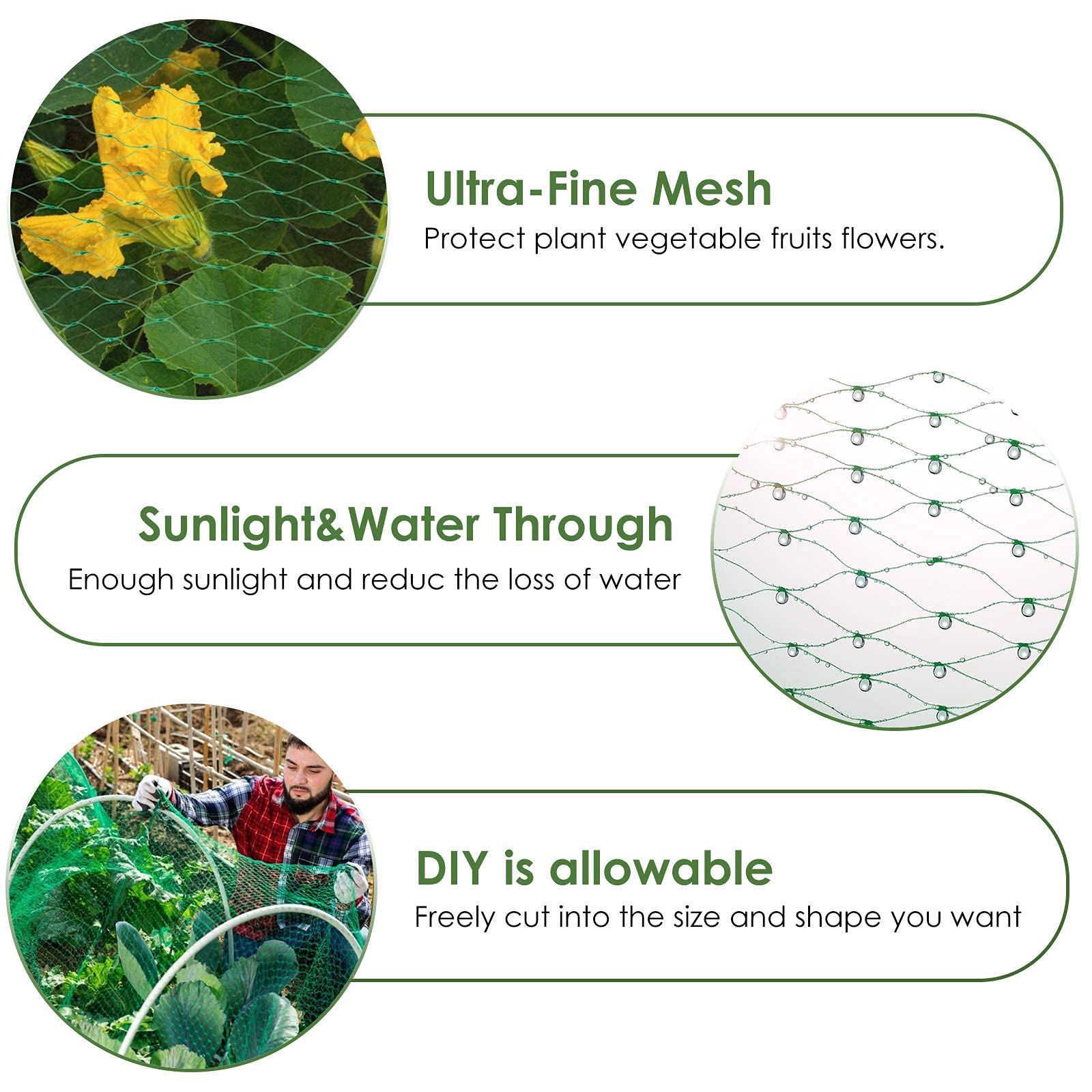 4M x 12M Bird Netting 20mm Fine Mesh Protection Netting Strong and Reusable for Fruit Trees, Vegetables and Ponds - Protects Against Birds and Fallen Leaves - 4