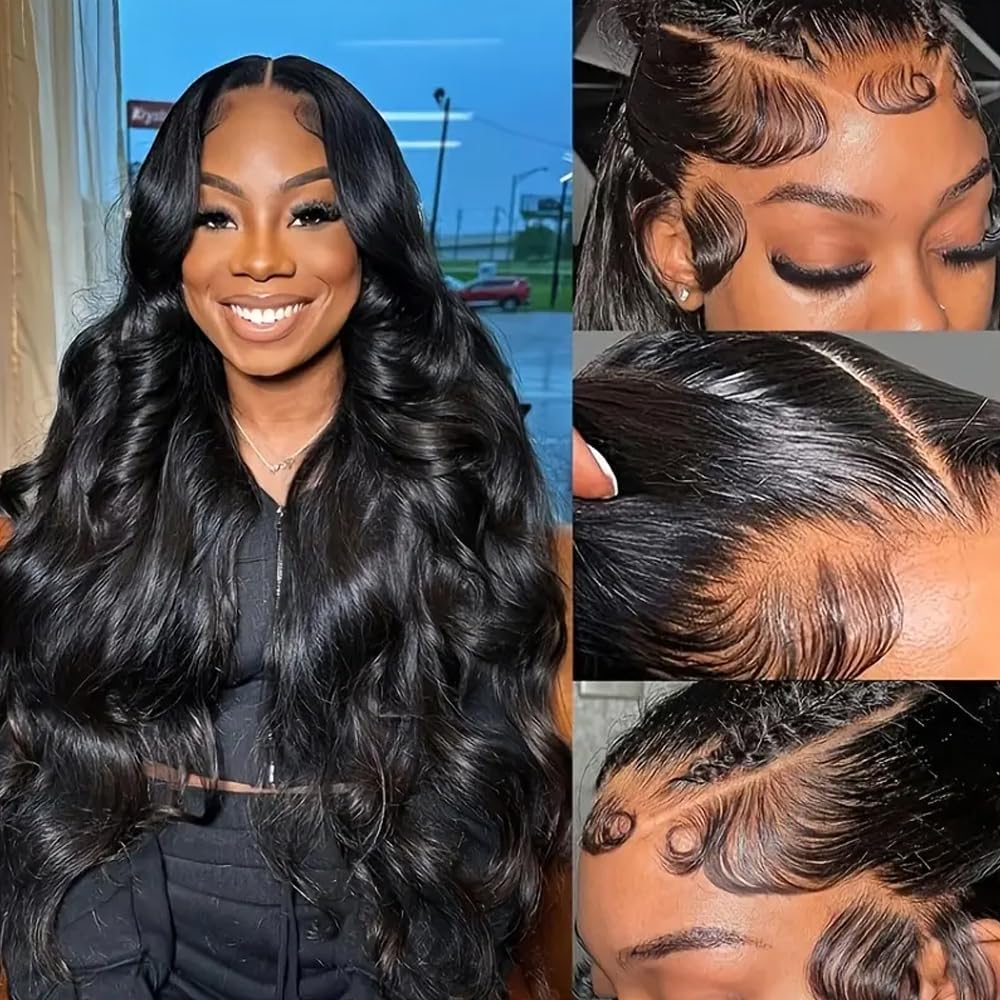 virginess 13x4 Body Wave Lace Front Wigs Human Hair Pre Plucked 180% Density HD Transparent Lace Frontal Wigs Human Hair for Women Glueless Wigs Human Hair With Baby Hair 18 Inch