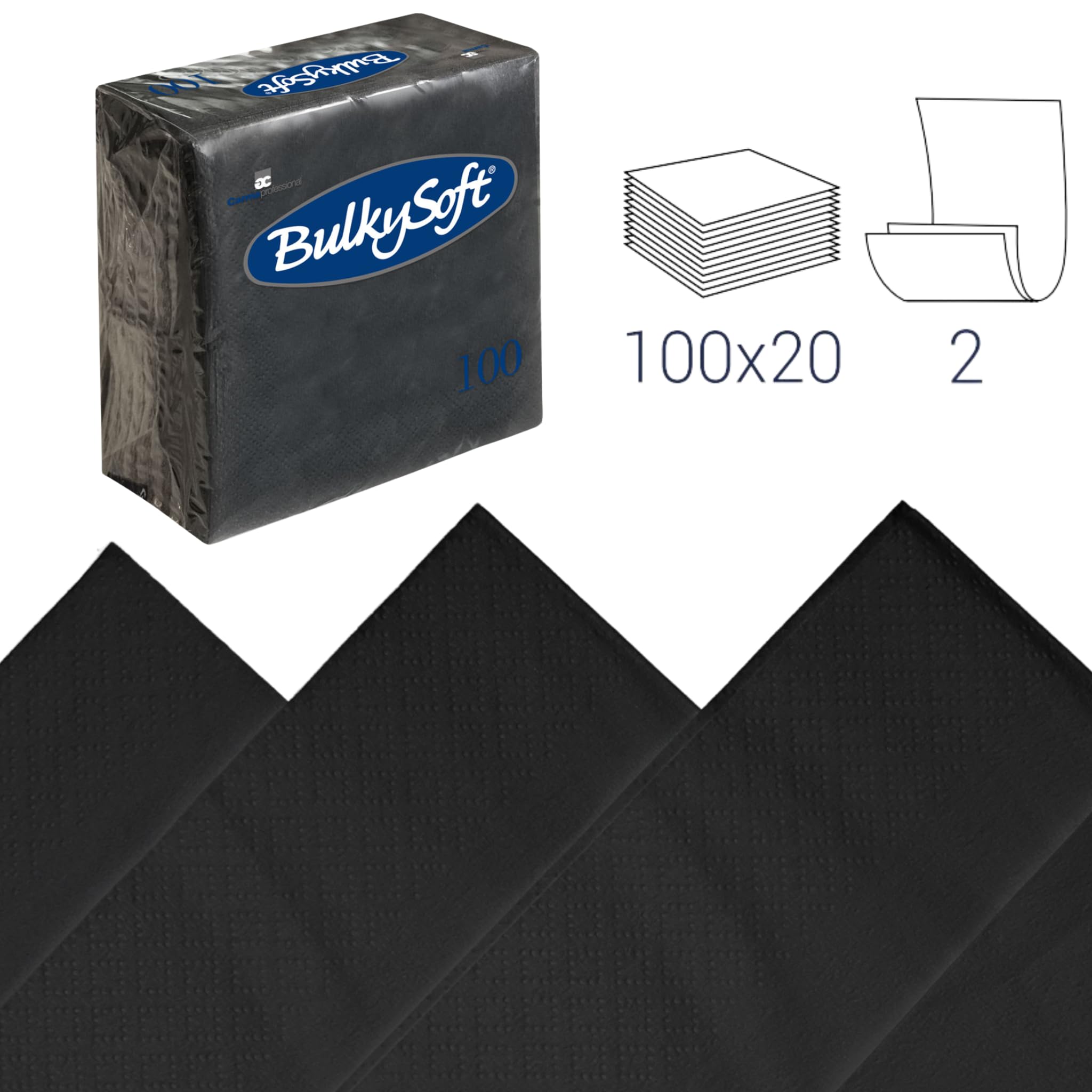 Lot de 2000 Serviette papier cocktail noir 24 x 24, Serviettes papier jetables 2 plis très Solides et Douces, Serviettes pour Bar, Serviette noir jetable