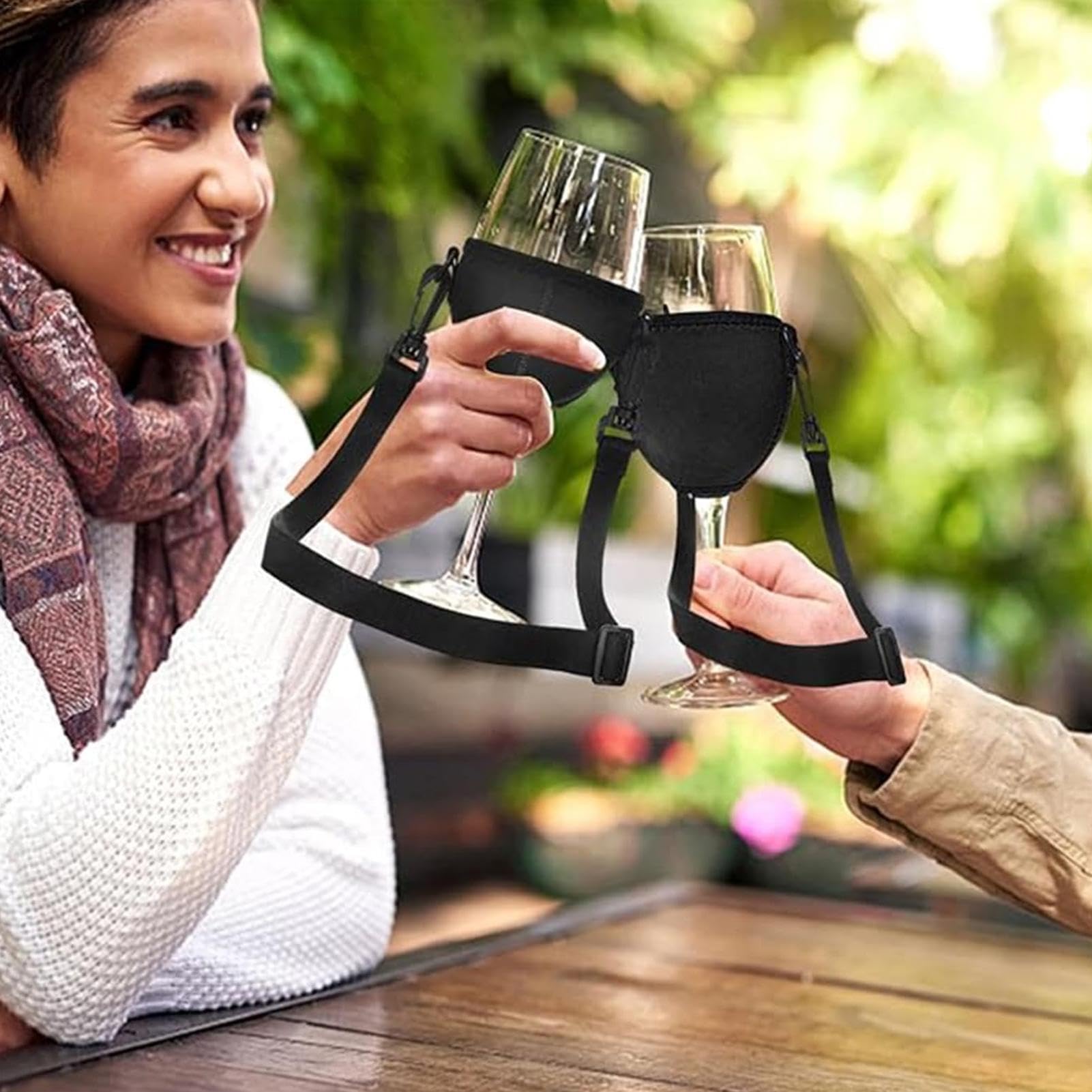 Soporte Portacopas De Vino Para El Cuello - Ajustable, 2 Piezas - Ideal Para Fiestas, Catas Y Piscina