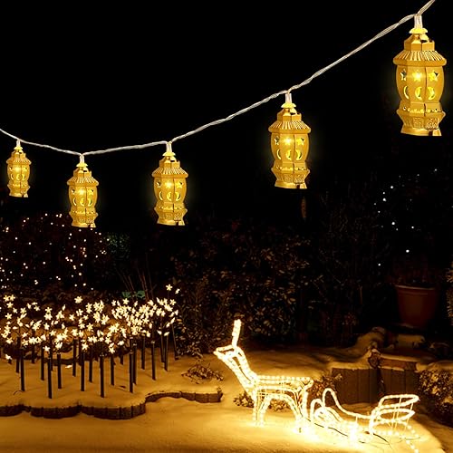Miniatura 7 de OSALADI 10 luces LED Eid Mubarak, lámpara de patio, decoración de ventana, cortina de luz Eid, decoración al aire libre, luces de ramadán para