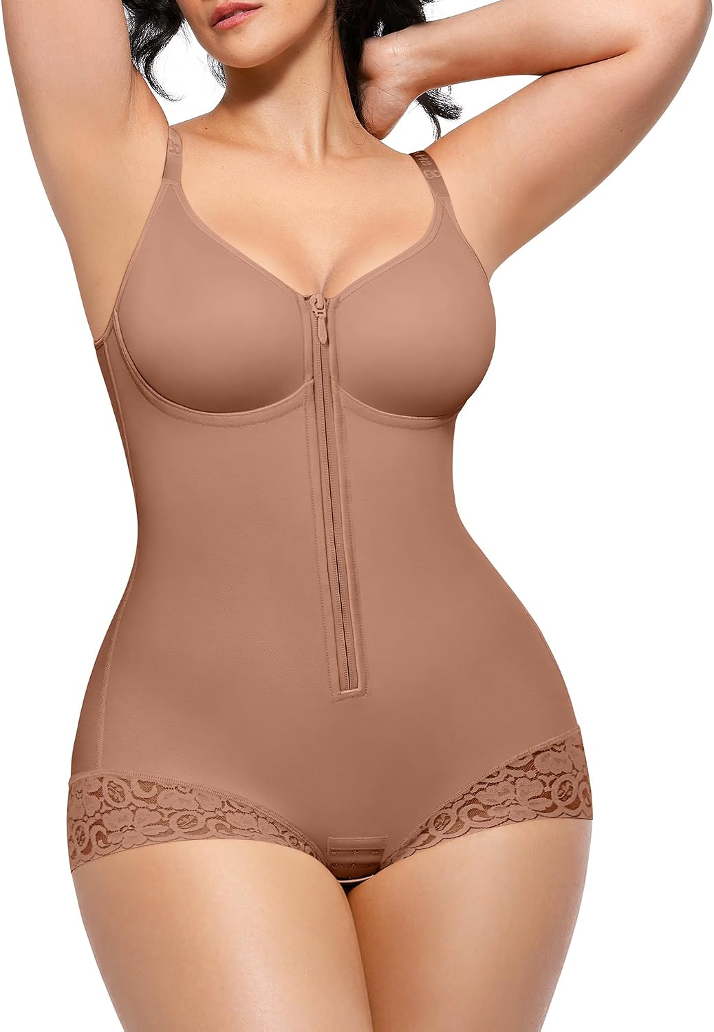 SHAPELLX Faja Body Shaper for Women, Zipper Shapewear Bodysuit
