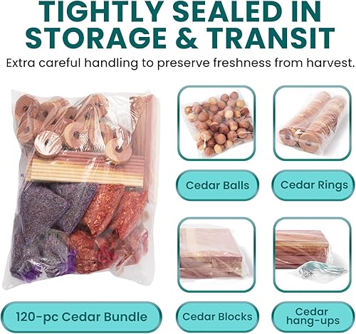 Miniatura 4 de Lavanda y cedro para armarios, bolas de cedro para almacenamiento de ropa, bolsas de aroma de cedro para protección de armario, anillos de cedro