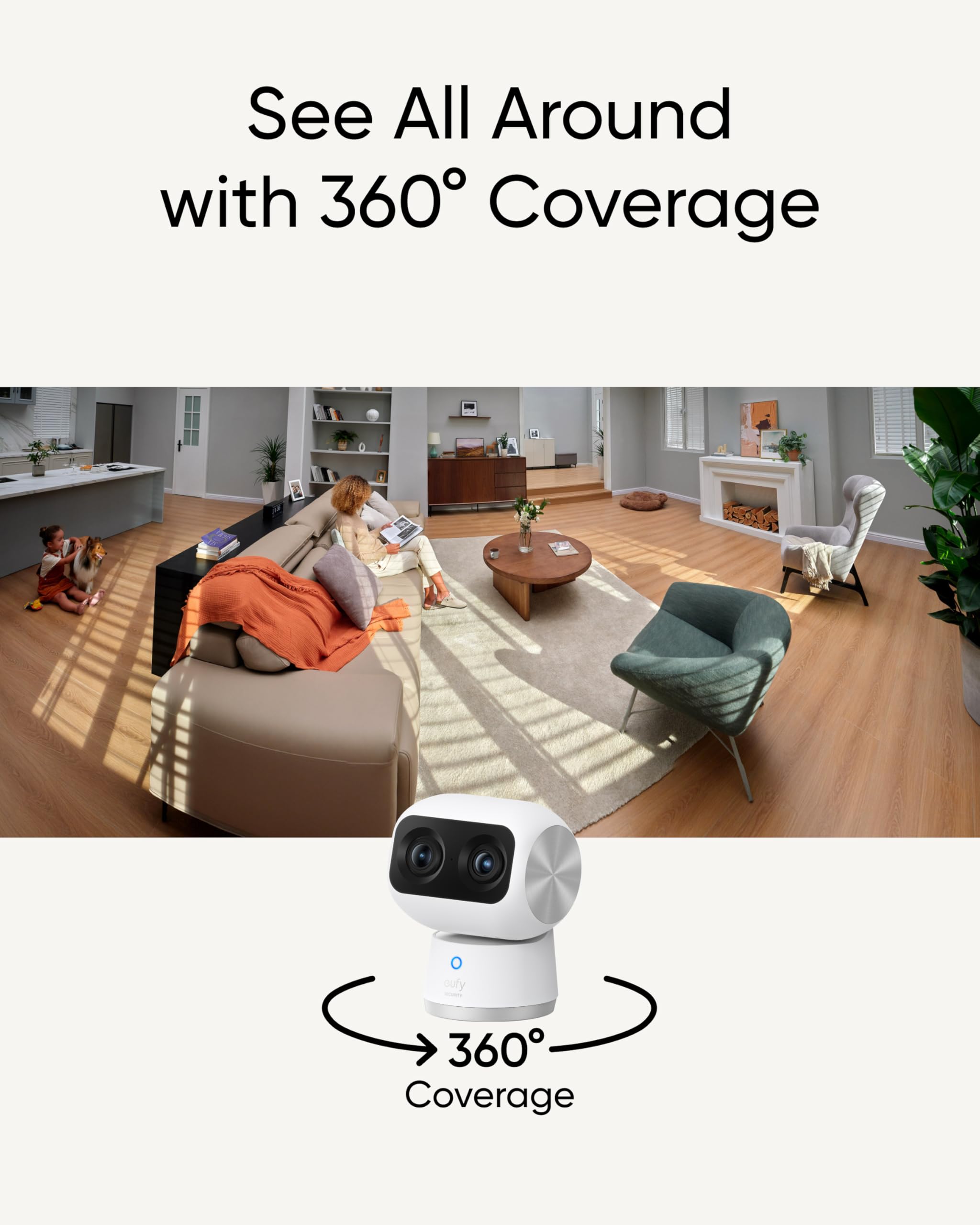 eufy Security Indoor Cam S350, Dual Cameras, 4K UHD Security