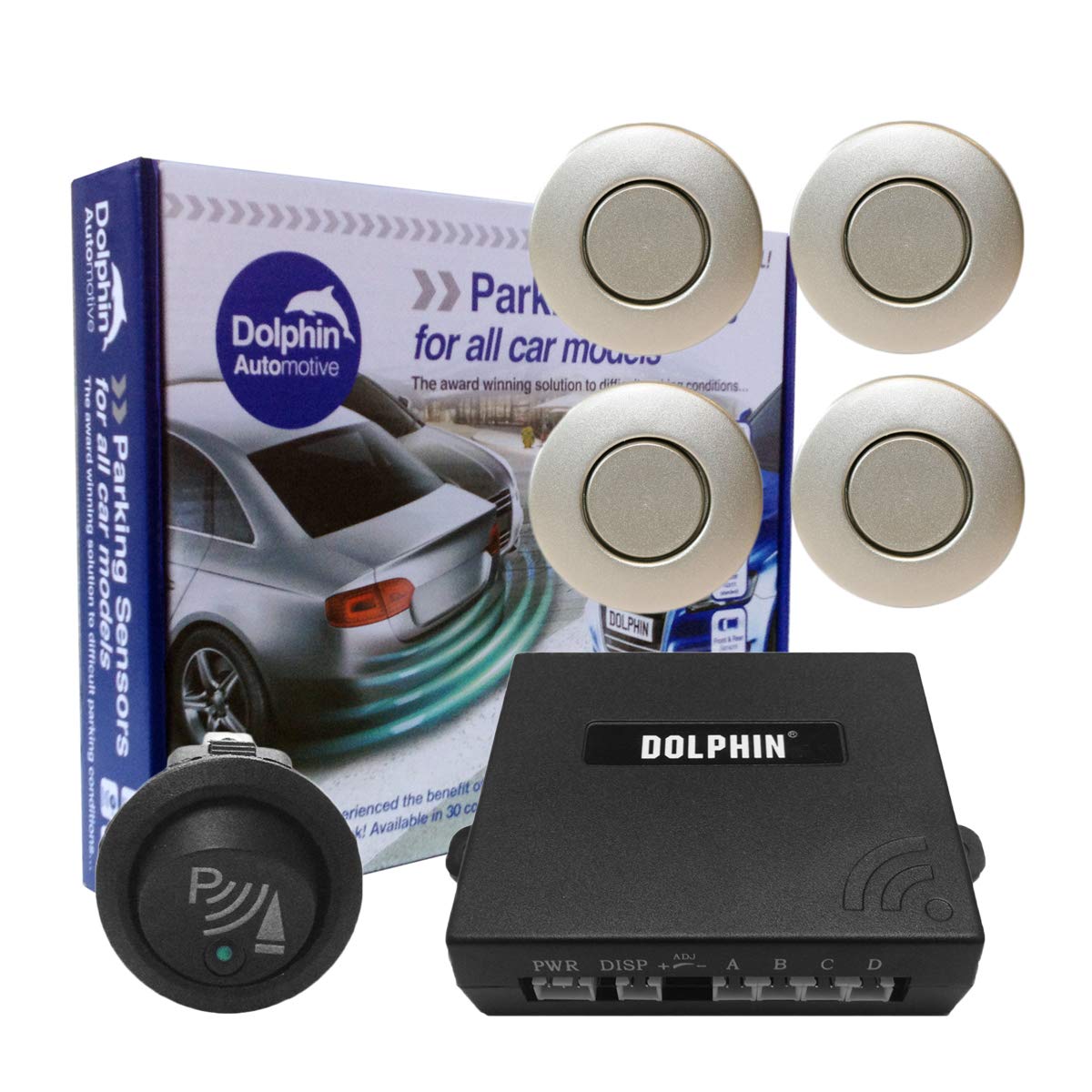 Dolphin Car Van Front Parking Sensors With Longer 6m Leads and Parking Switch in 32 Coloured Options UK (Electric Blue) — view 8