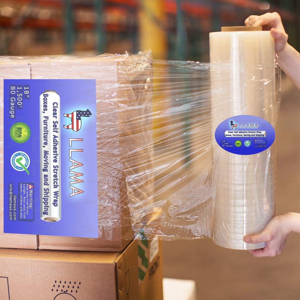 Flаѕh Dеаlѕ - 40% оƒƒ LLAMA Stretch Plastic Shrink Wrap Rolls. 18 inch 80 Gauge 1500 ft. for Moving, Wrapping, Shipping and Storage, Especially for pallets and Furniture. Easy to use. (4 Rolls)