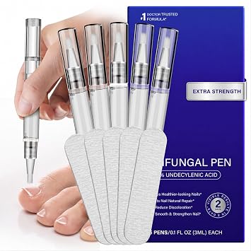 Toenail Care Pen Kit, Extra Strength Toe Nail Remedy - 5PCS | Nail Strengthener Nail Growth, Professional Strengthening Serum with 25% Undecylenic Acid & Tea Tree Oil & Jojoba Oil & Aloe