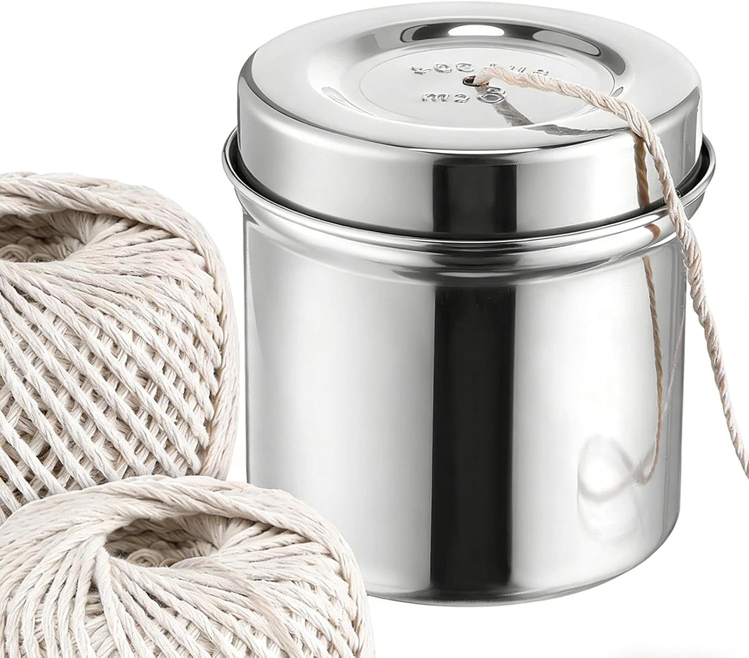 Kitchen Twine for Cooking - 2 Rolls Natural Cotton Butcher String (426ft Total) with Stainless Steel Dispenser, Heavy Duty Meat Tying Cord for Roasting, Turkey, Tamales, BBQ & Baking | Food Safe