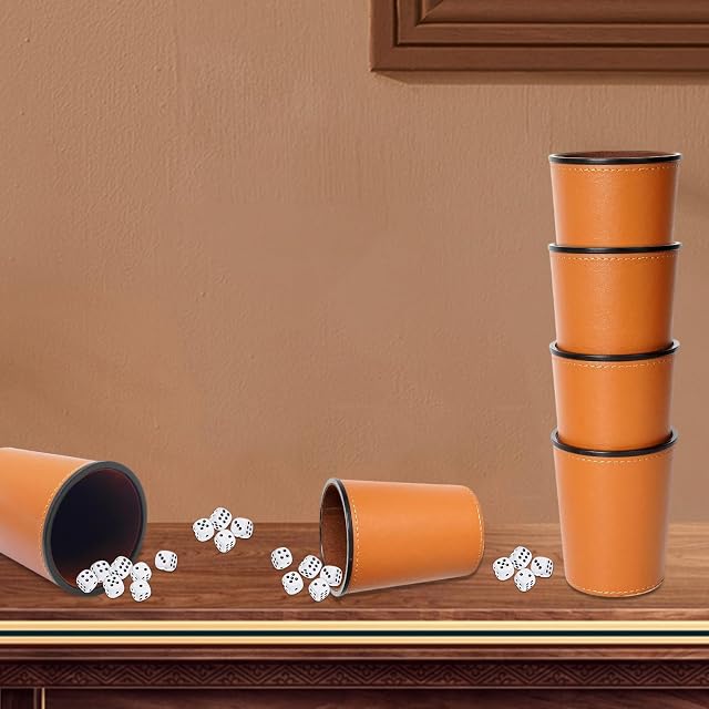 Foto 5 de 6 de Set 6 Cubiletes de Dados en Cuero PU con 36 Dados Juego Dados con Cubilete Tazas para Viajes, Fiestas y Juegos