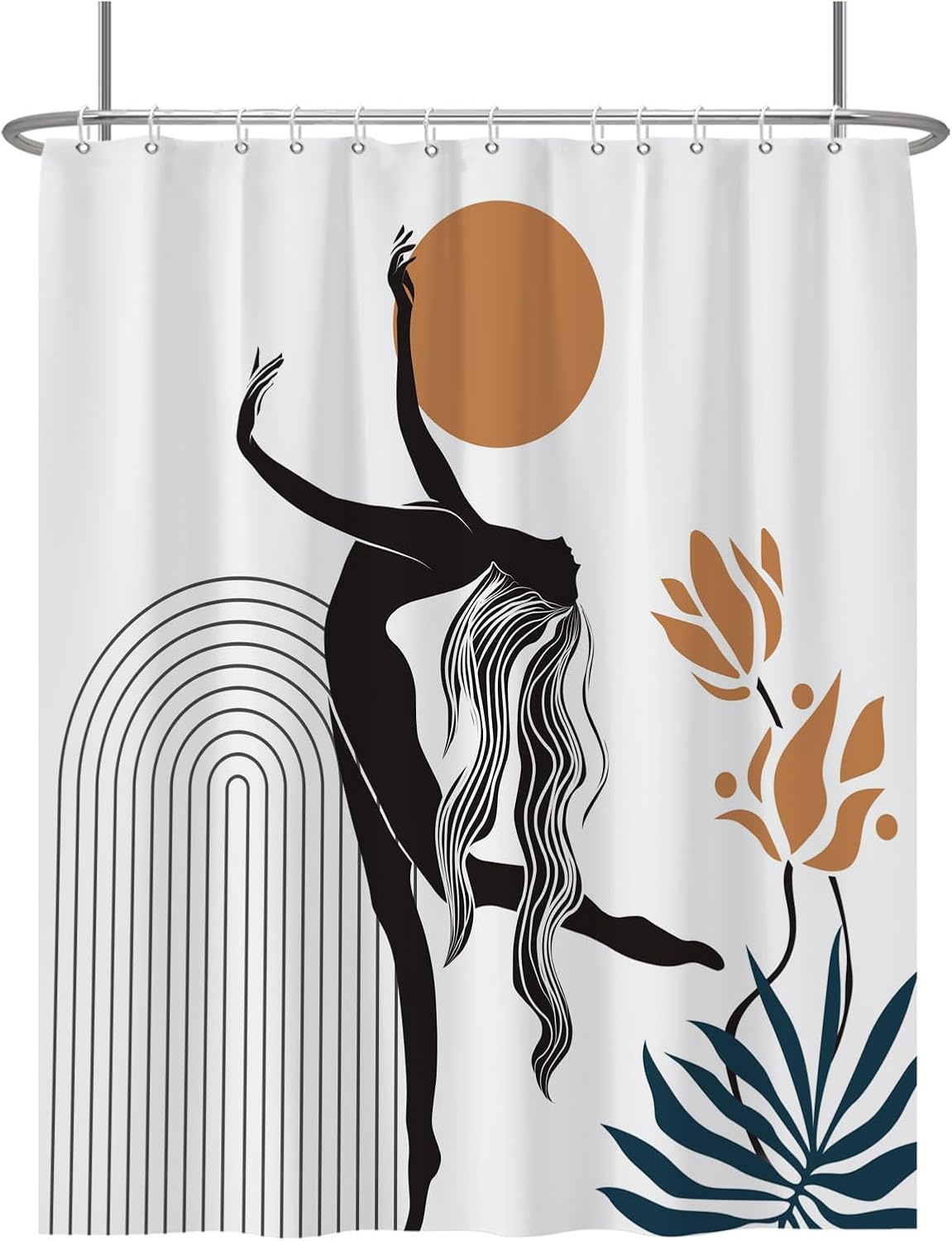 Baocicco Boho Shower Curtain Sun in The Woman's Hands Modern Geometric Watercolor Plants Shower Curtains Decorative for Bathroom Waterproof Fabric Shower Curtain with Hooks 72x84Inches